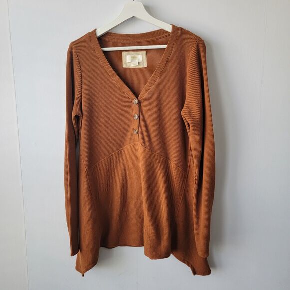 Anthropologie Maeve womens Eliza Henley Babydoll Tunic sz M Button Front - Picture 1 of 9